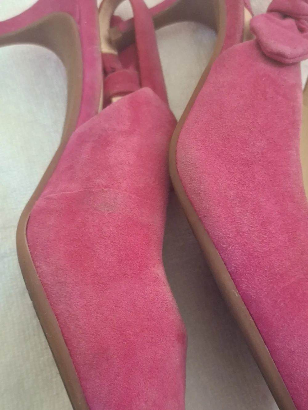 Alex Marie Berry Pink Pointed Slingback Heels with Side Bow
